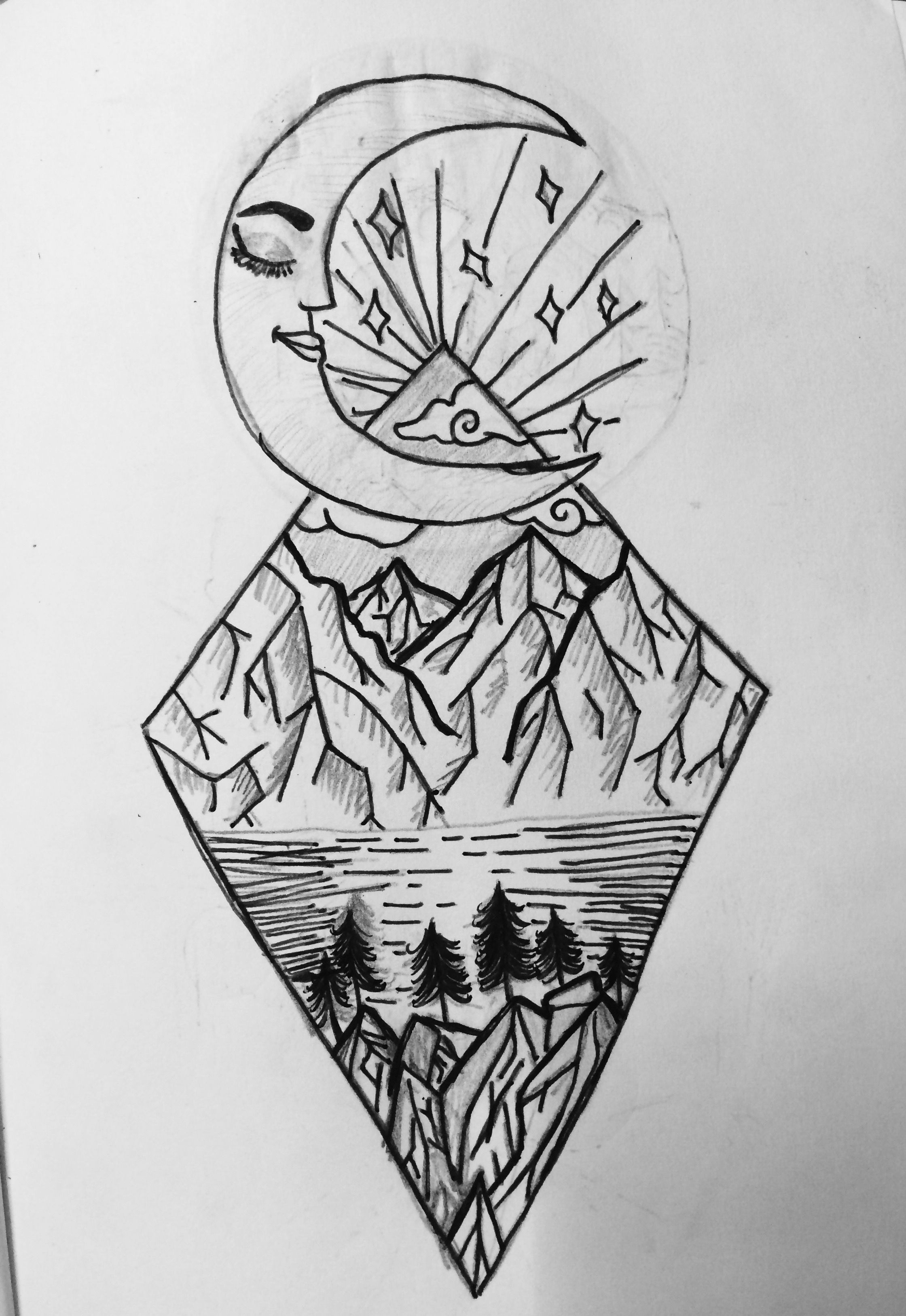 Drawing Ideas Mountains Drawing Ideas Moon Doodle Easy Drawing Cool Black Drawing