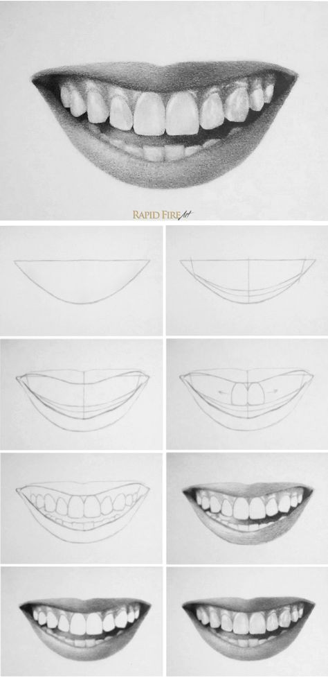 Drawing Ideas Mouth How to Draw Teeth and Lips 7 Easy Steps Drawing Pinterest