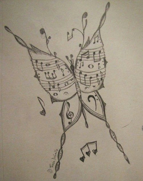Drawing Ideas Music Musical butterfly Bioterfull Tattos Arte Arte Impresionista