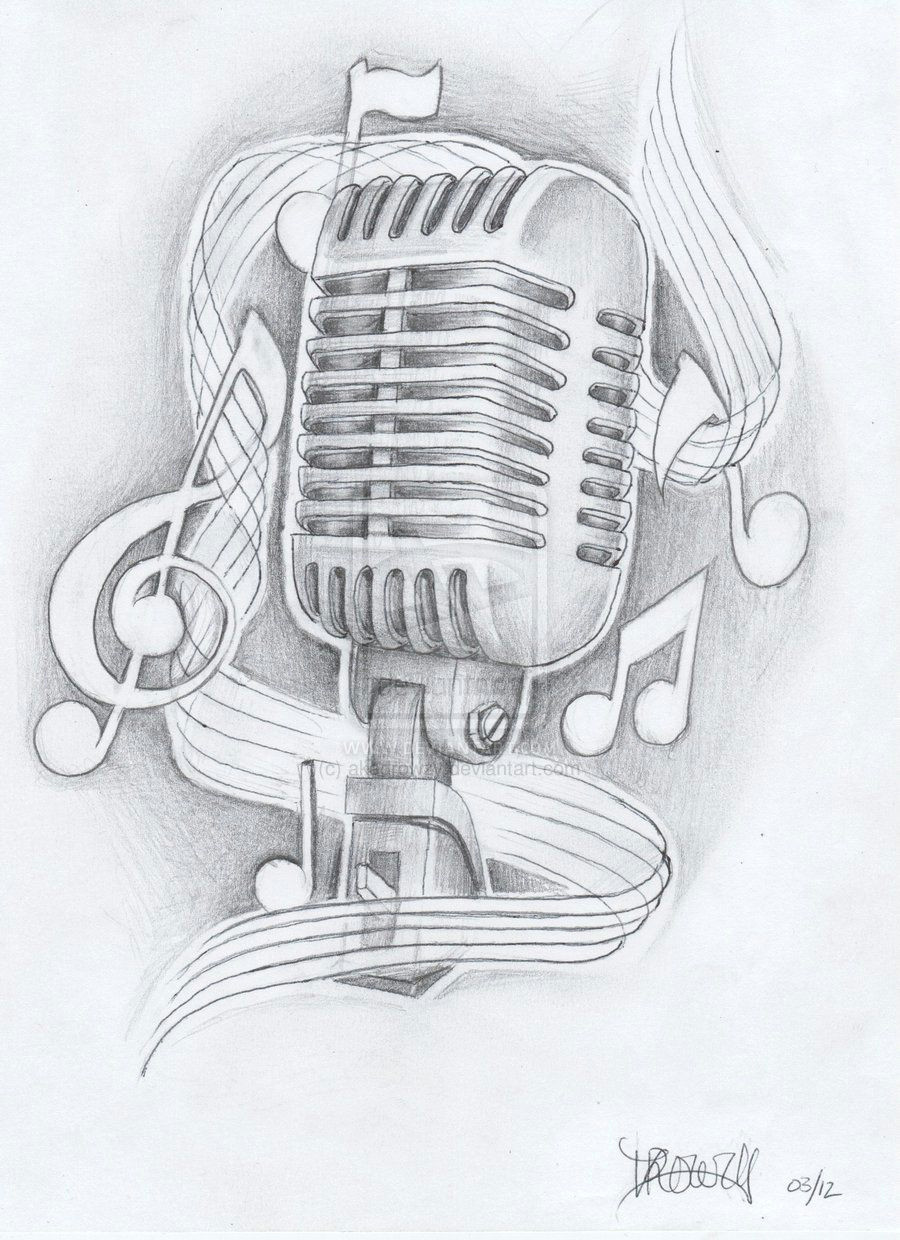 Drawing Ideas Notes Music Note Tattoo Drawing Designs Mic with Notes by Akadrowzy
