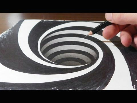 Drawing Ideas Optical Illusion Drawing A Spiral Hole Anamorphic Trick Art Illusion Youtube