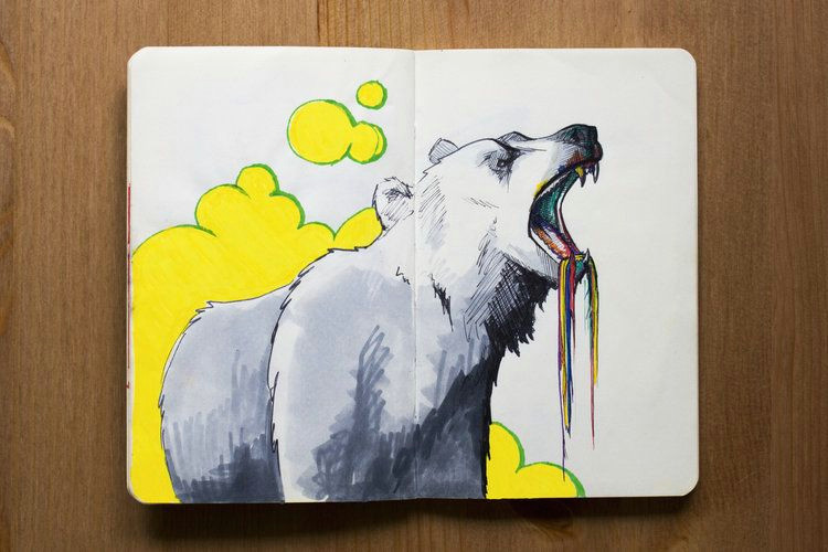 Drawing Ideas Rainbow Taylor Design Collective Sketchbook Moleskine Illustration Bear