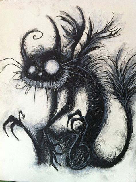 Drawing Ideas Scary This Whimsical Charcoal Cat Drawing Horror Pinterest Drawings