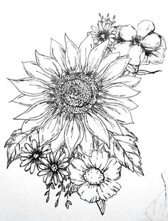 Drawing Ideas Sunflower 368 Best Flower Line Drawings Images Lotus Tattoo Tattoo