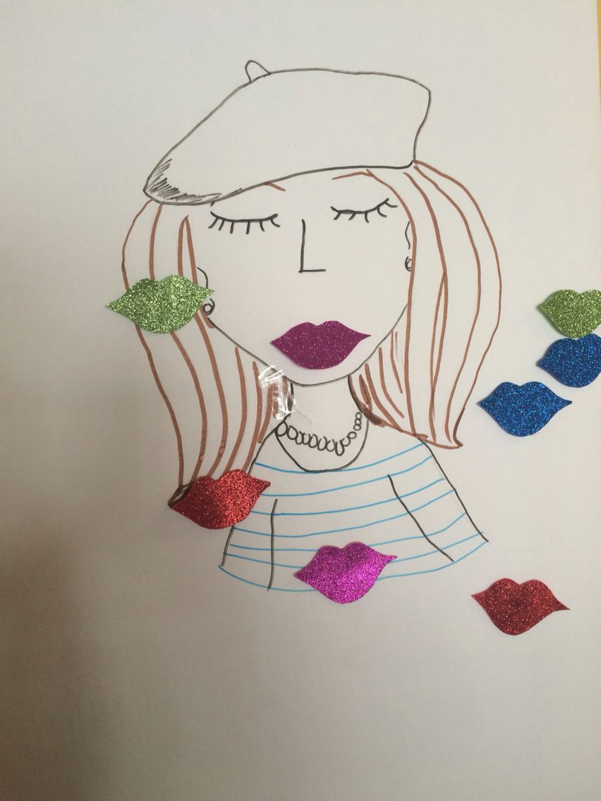 Drawing Ideas themes Paris themed Birthday Party Game Pin the Lips On the French