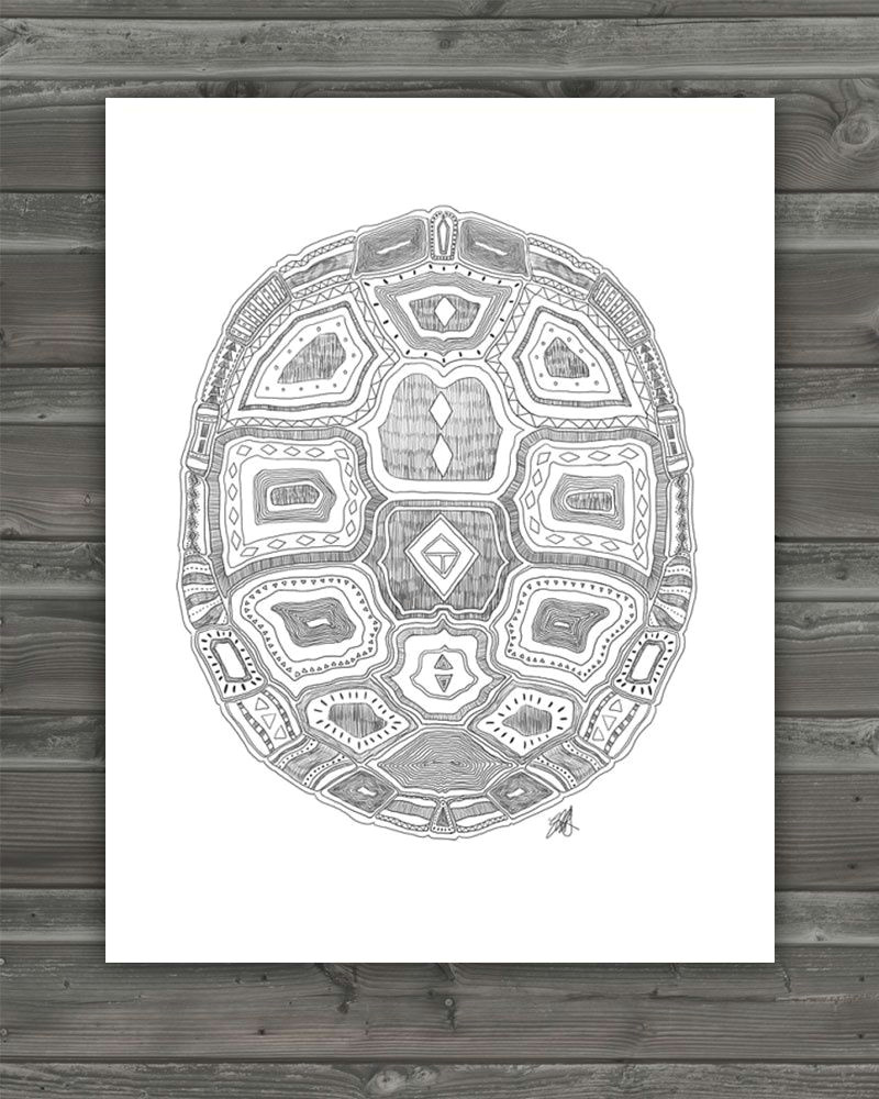 Drawing Ideas Turtle Geometric Turtle Shell Archival Print Pattern Idea for Needlework