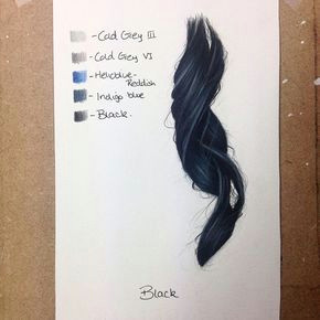 Drawing Ideas with Colored Pencils Black Hair with Colored Pencils Colouring Examples Pinterest