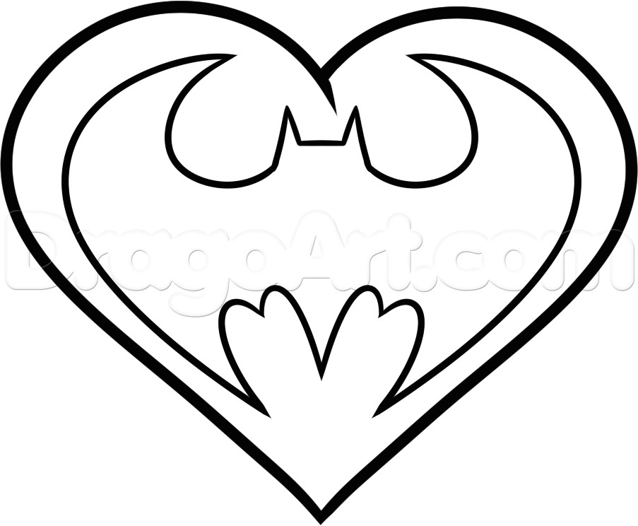 Drawing Impossible Heart How to Draw A Batman Heart Step 5 Svg Files Pinterest Drawings