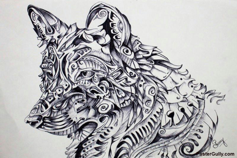 Drawing Indian Wolf Wolf Abstract 1 Artwork Artist Sherry Sahni