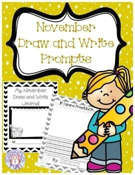 Drawing Journal Prompts 19 Draw and Write Prompts for November Includes Cover Page to Make