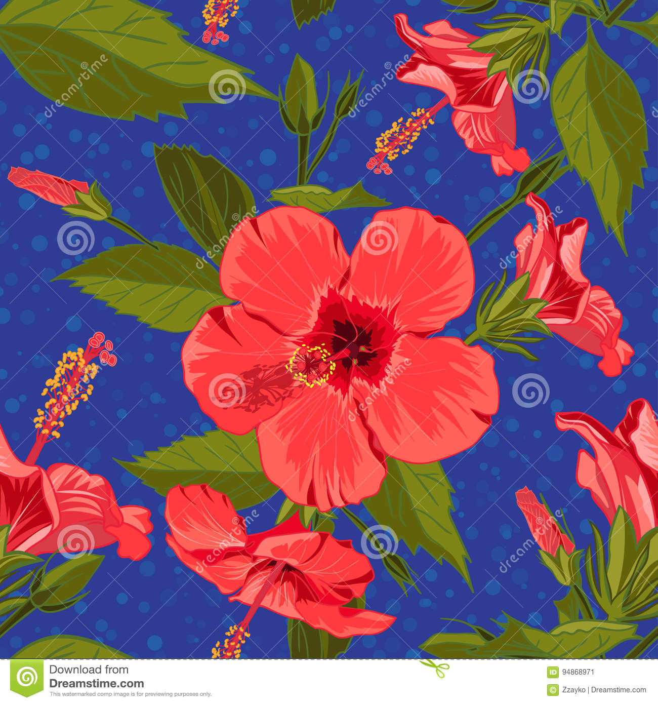 Drawing Jungle Flowers Seamless Hand Drawn Tropical Pattern with Jungle Exotic Hibiscus