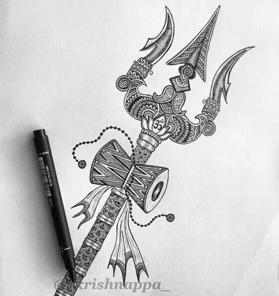 Drawing K Hindi Trishul Damru Shiva Har Har Mahadev Shiva Shiva Art Art