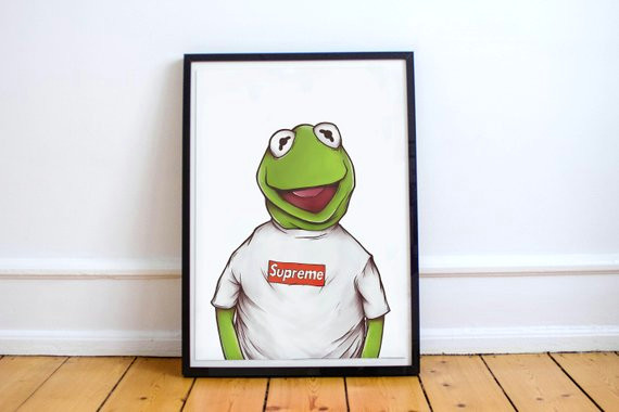 Drawing Kermit the Frog Kermit the Frog Supreme Poster Print Etsy