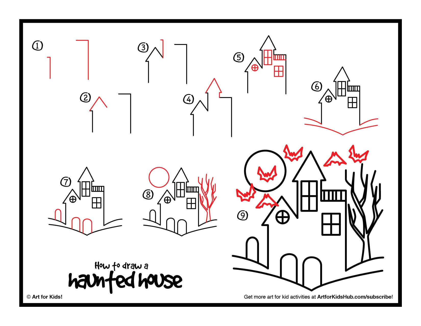 Drawing Kids Hub How to Draw A Haunted House Google Search Halloween Drawings