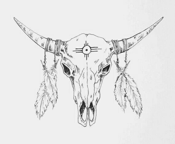 Drawing Longhorn Skull Pin by Haley Painter On Tatt Ear Tattoos Native American Tattoos
