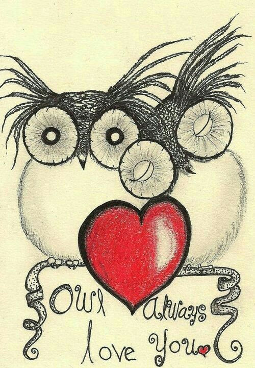 Drawing Love Heart Images Owl Always Love You Heart Painted Rock Idea Rock Painting Ideas