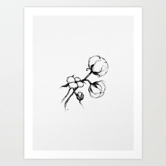 Drawing Modern Flowers Cotton Art Print by Wildbloomart Worldwide Shipping Available at