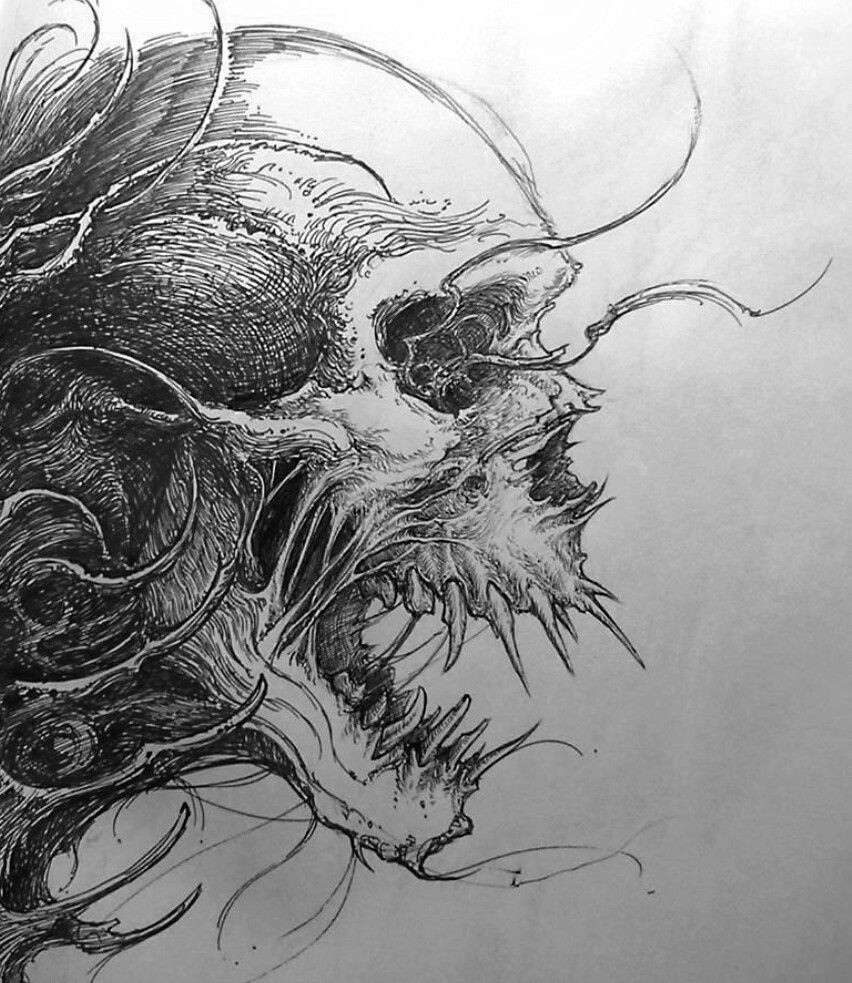 Drawing Monster Skull Evil Skull Drawing Drawing Ideas Pinterest Skull Art Drawings