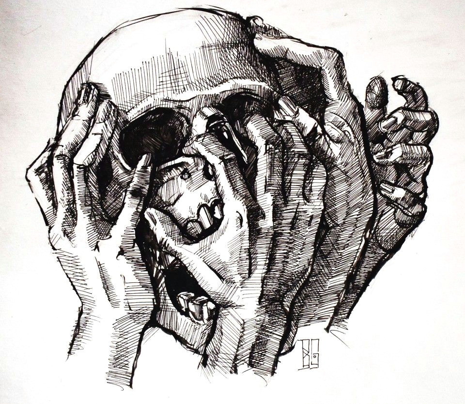 Drawing Monster Skull Mental torment by Boris Groh Artstation A All Things Skull