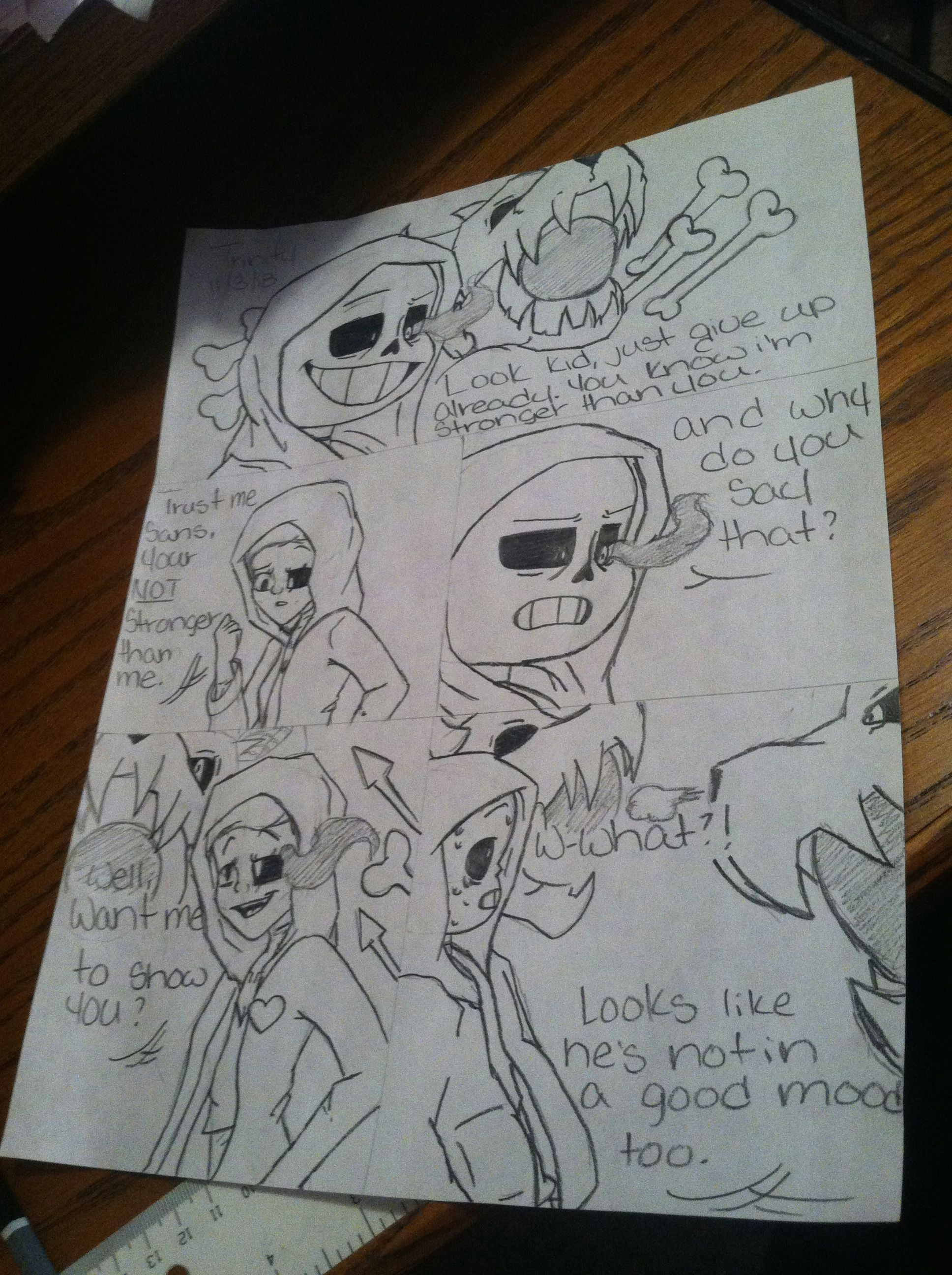 Drawing Myself as A Cartoon A Random Comic Strip I Made with Dusttale Sans and My Old Oc if