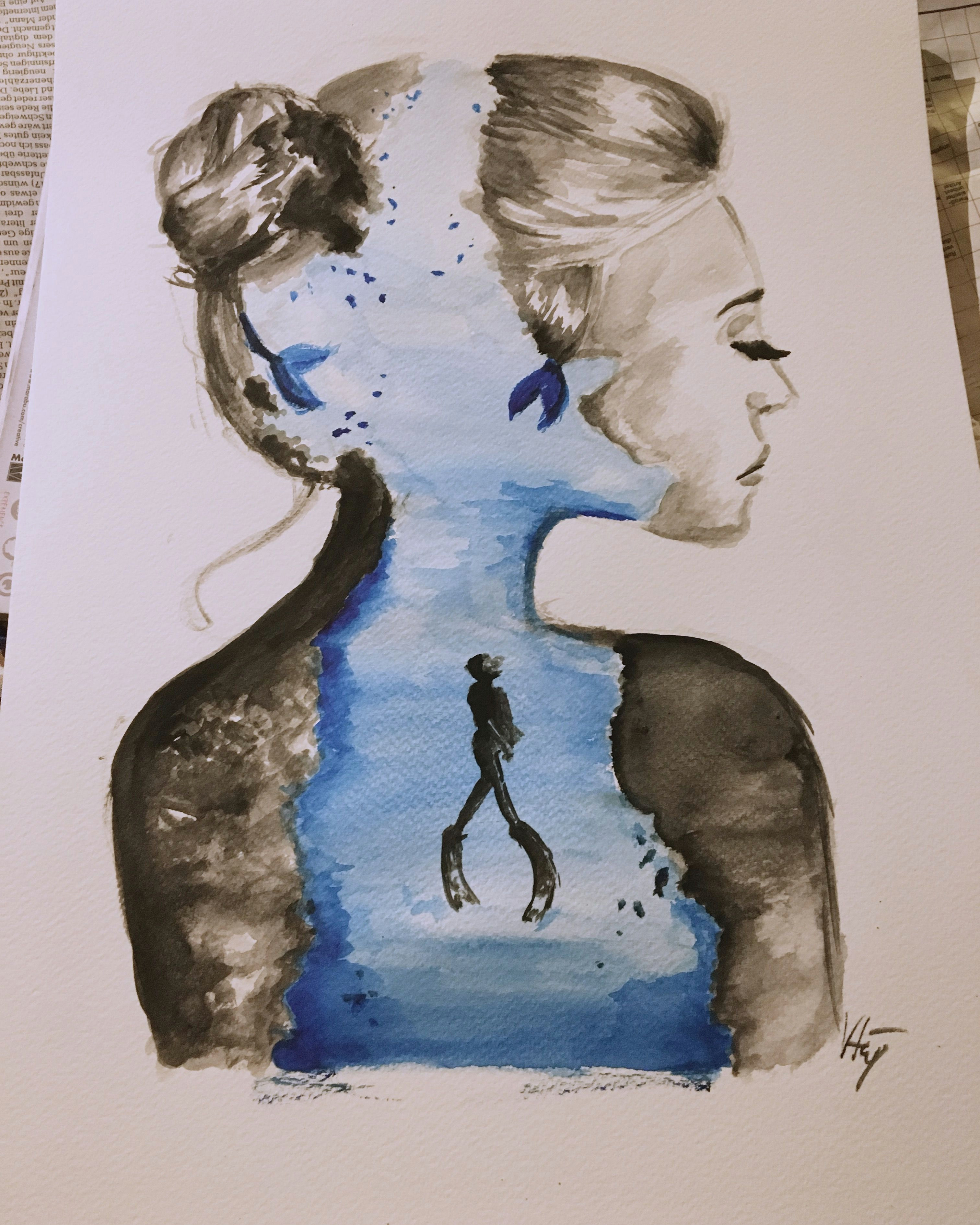 Drawing N Painting Mine Art Artwork Diving Sea Creative Aquarelle Drawing Art