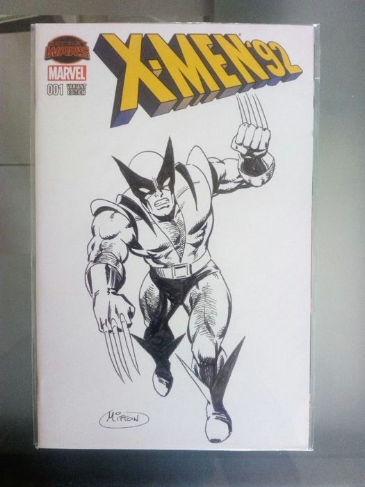 Drawing now Cartoon Mitton Jean Yves X Men 92 Blank Cover with original Wolverine