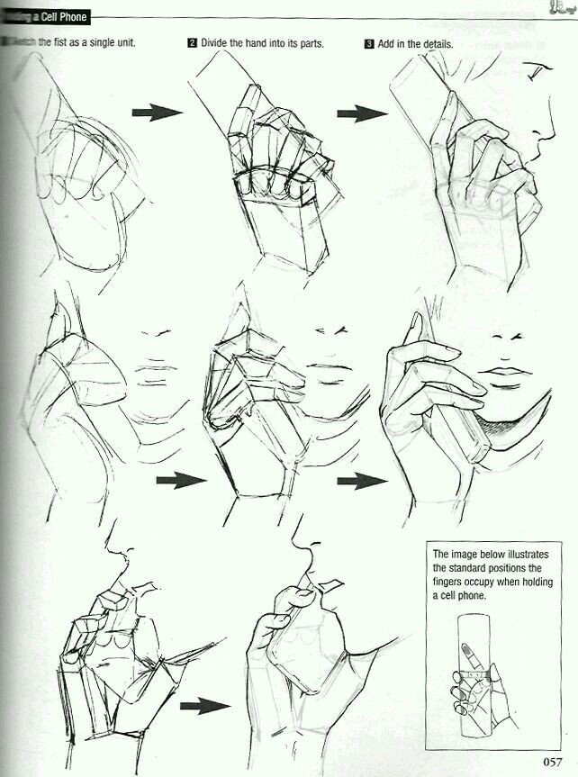 Drawing Of 2 Hands Holding Drawing Reference Talking Through A Cell Phone Anime Drawing