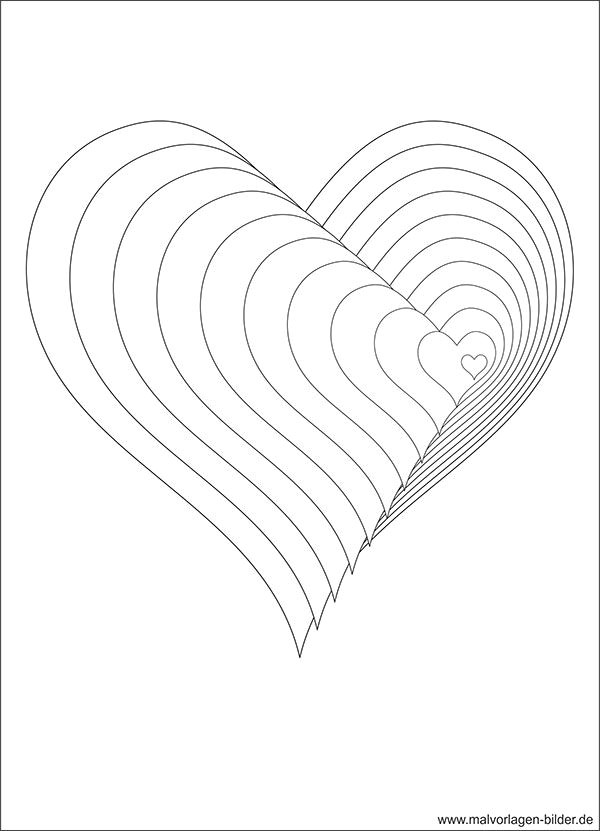 Drawing Of A 3d Heart 3d Malvorlage Mit Herzen Templates Pinterest Herz Malen