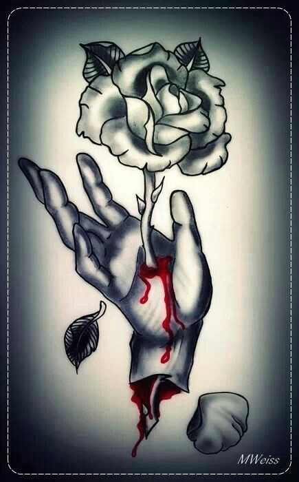 Drawing Of A Bleeding Rose Old Skull Love I Love Tattoos Tattoos Rose Tattoos Tattoo Designs