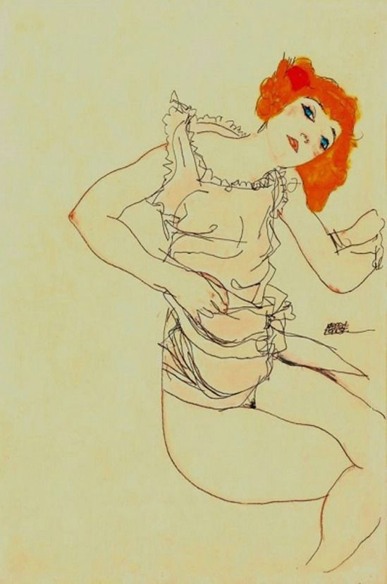 Drawing Of A Blonde Girl Egon Schiele Blond Girl In Underwear 1913 Art In 2018 Pinterest