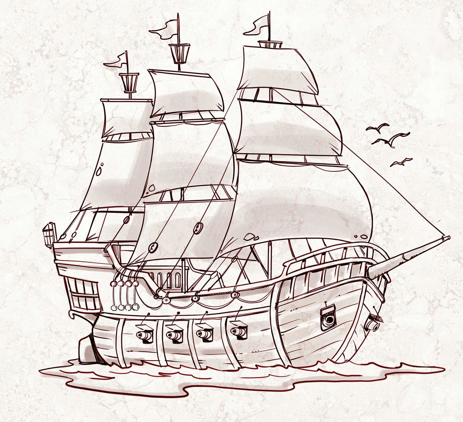 Drawing Of A Cartoon Boat Pirate Ship A Sketch for A How to Draw Book Art In 2019