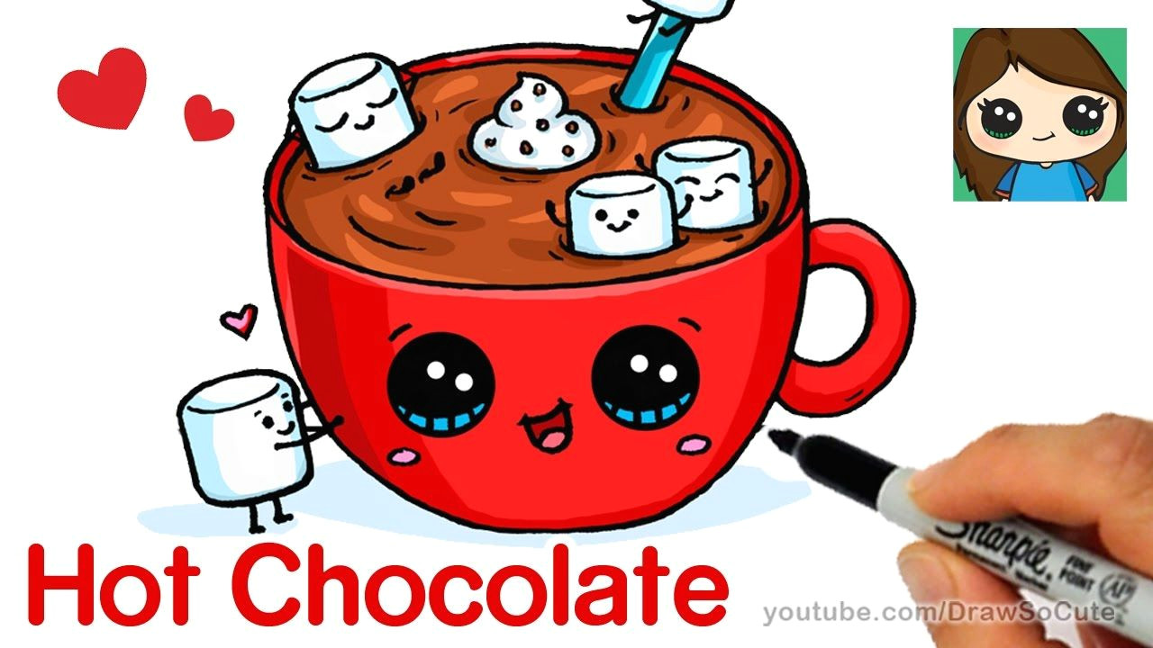 Drawing Of A Cartoon Food How to Draw Hot Chocolate with Marshmallows Cartoon Food Youtube