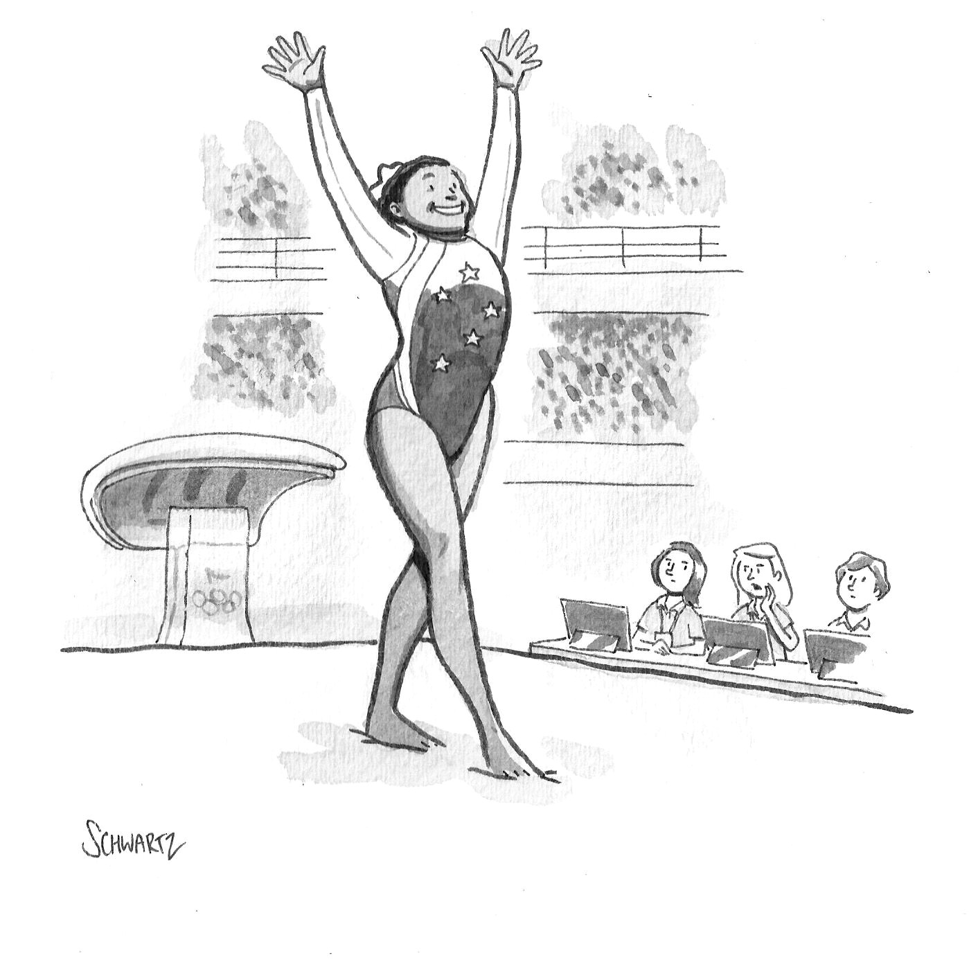 Drawing Of A Cartoon Gymnast Daily Cartoon 081216 Simone Biles Hale S Universe Cartoon