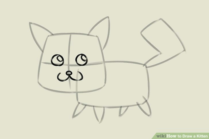 Drawing Of A Cartoon Kitten 4 Ways to Draw A Kitten Wikihow