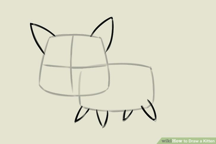 Drawing Of A Cartoon Kitten 4 Ways to Draw A Kitten Wikihow