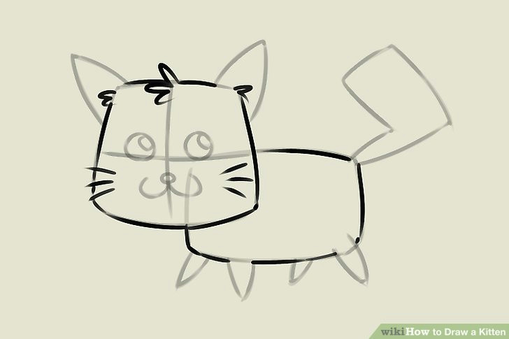 Drawing Of A Cartoon Kitten 4 Ways to Draw A Kitten Wikihow