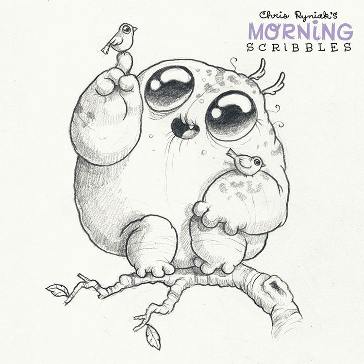 Drawing Of A Cartoon Monster Bird Buddies Morningscribbles Birbs D D Tattoo Celtic