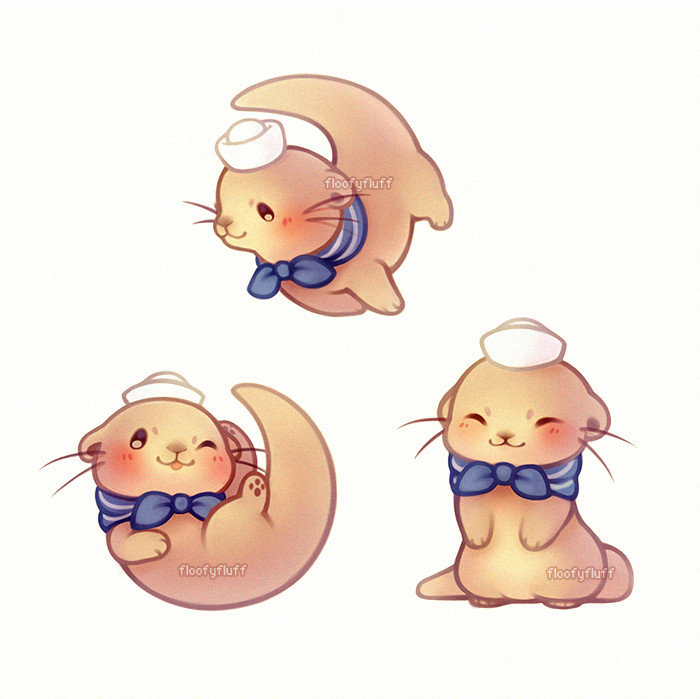 Drawing Of A Cartoon Otter Kawaii Sailor Otter Kawaii Cute Drawings Cute Cute Art