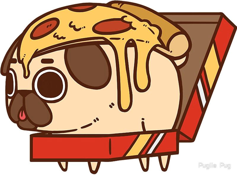 Drawing Of A Cartoon Pizza Puglie Pizza Sticker by Puglie Pug Puglie Cute Drawings Pugs