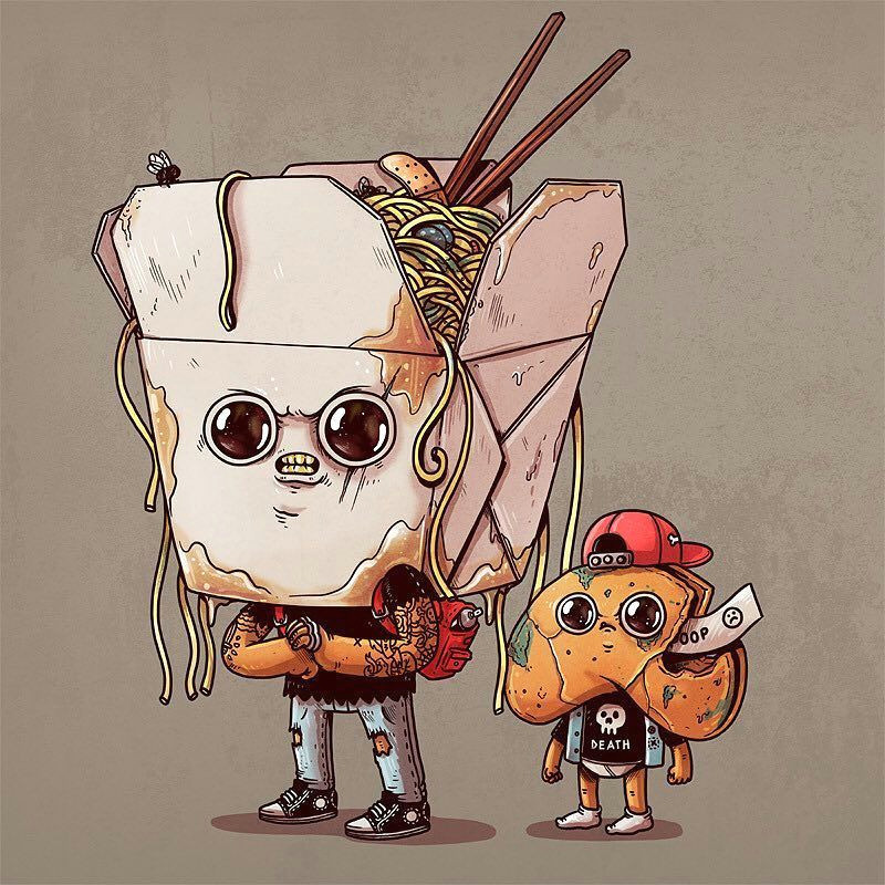 Drawing Of A Cartoon Pizza Rotten Chinese Takeout therottenfoods by Alexmdc Awesome Art