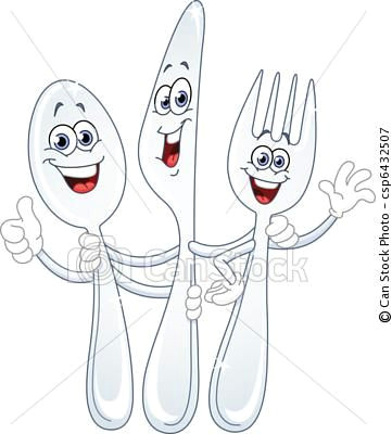 Drawing Of A Cartoon Pizza Vector Spoon Knife and fork Cartoon Small Bites fork Knife