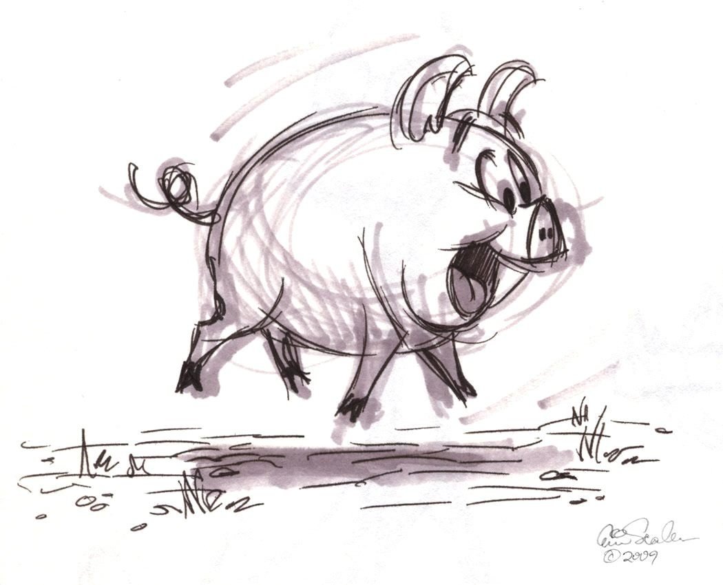 Drawing Of A Cartoon Rhino Excited Piggy Pig Sketch by Eric Scales Eric Scales In 2018