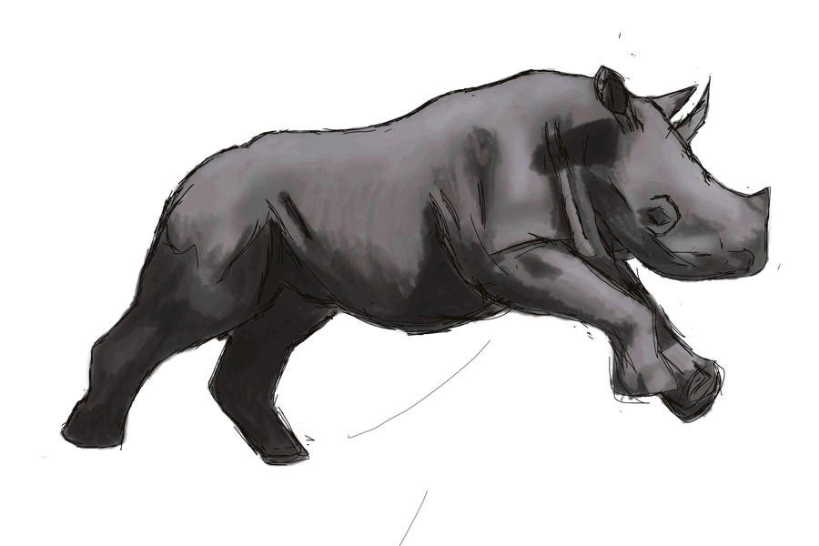 Drawing Of A Cartoon Rhino My original Drawing Rhinoceros Child Steemit