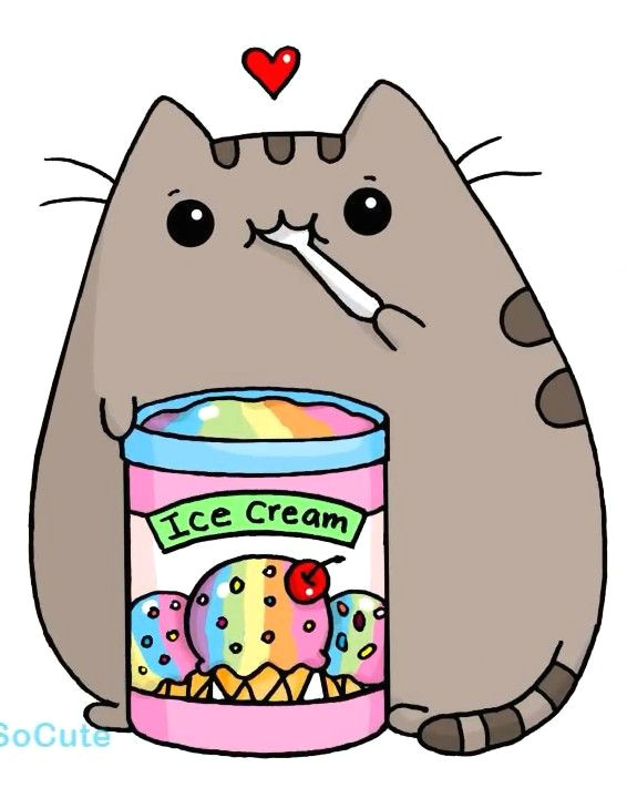 Drawing Of A Cat Eating Pusheen Eating Ice Cream Pusheen the Cat Cute Drawings Kawaii