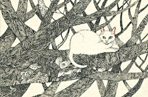 Drawing Of A Cat In A Tree Midori Yamada Cat In A Tree Love the Tangles On the Branches