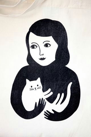 Drawing Of A Cat Person Hug Audrey Jeanne Cat Person Pinterest tote Bag