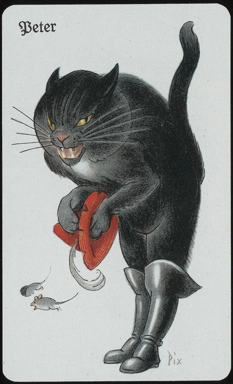 Drawing Of A Cat Playing Schwarzer Peter German 1930 Schwarzer Peter Card Game It Plays