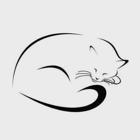 Drawing Of A Cat Sleeping A Sleeping Cat S Silhouette Catsilhouette Brennvorlagen Cat