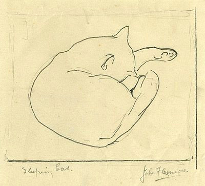 Drawing Of A Cat Sleeping John Flexmore Sleeping Cat Ca 1940 Cat Allergies Cats Cat
