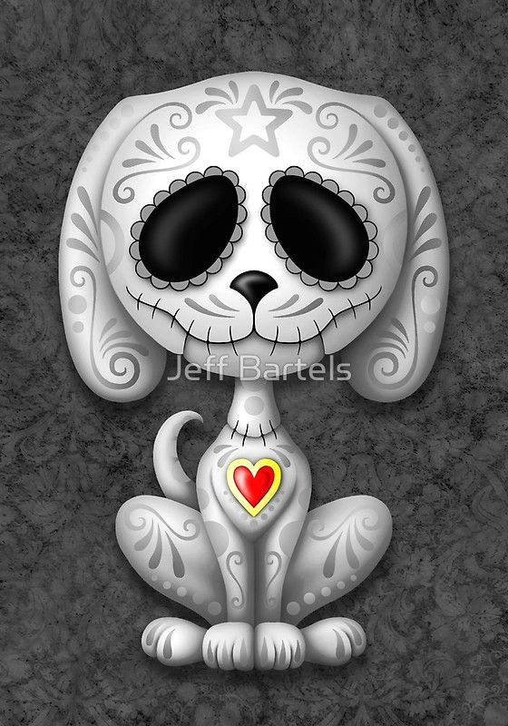 Drawing Of A Dead Dog Dark Zombie Sugar Skull Puppy Dog Art Print by Jeff Bartels In 2018